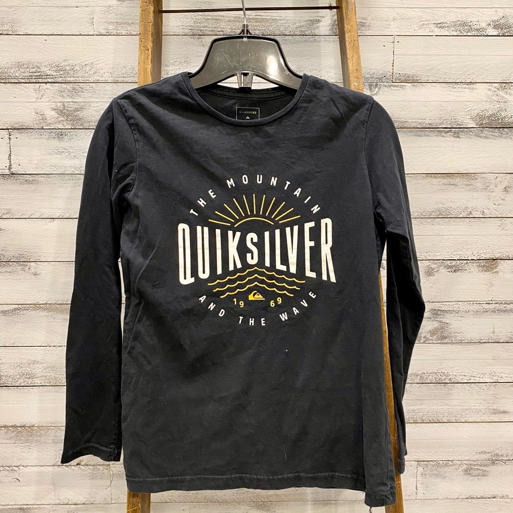 Quiksilver Navy Long Sleeve Tee with Gold Graphic